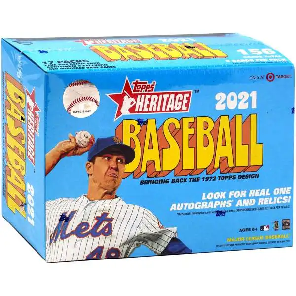MLB Topps 2021 Heritage Baseball Exclusive Trading Card MEGA Box [17 Packs]