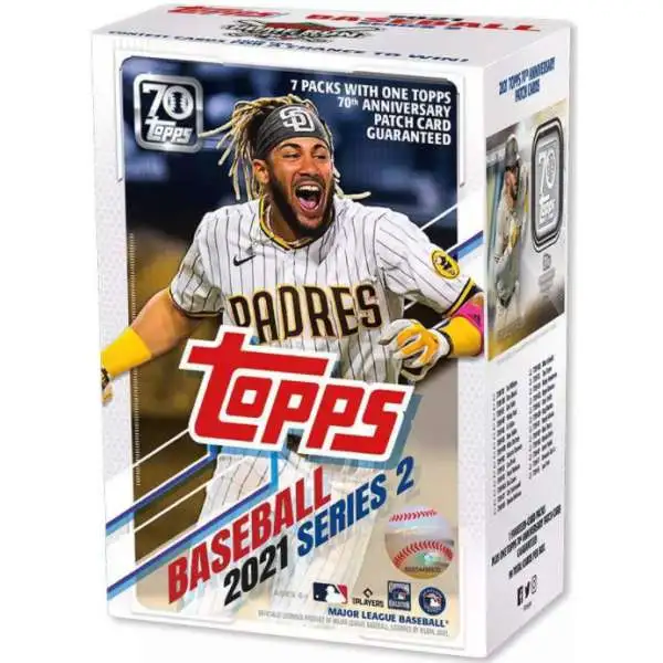 MLB Topps 2021 Series 2 Baseball Trading Card BLASTER Box [7 Packs, 1 70th Anniversary Patch Card]