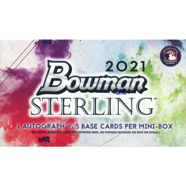 MLB Topps 2021 Bowman Sterling Baseball Trading Card MINI Box [1 Autograph, 5 Base Cards]