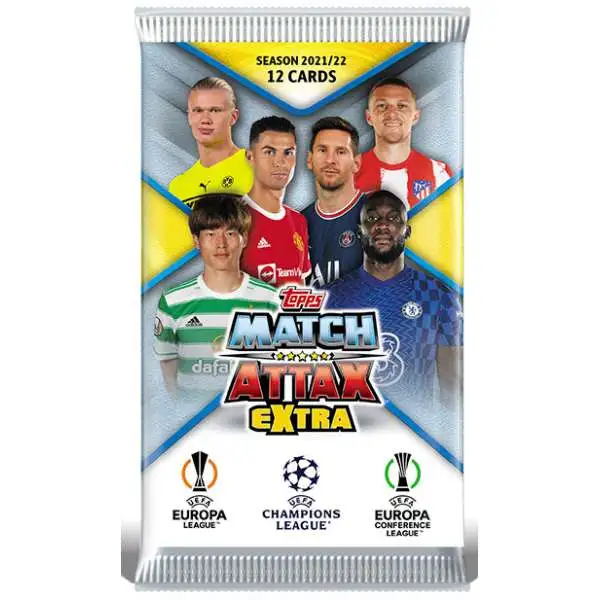 UEFA Match Attax Extra 2021-22 Soccer Season Trading Card RETAIL Pack [12 Cards]