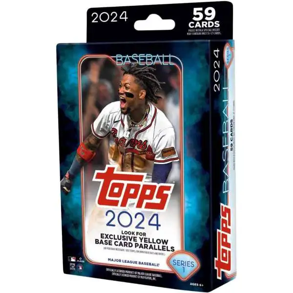 MLB Topps 2024 Series 1 Baseball Trading Card HANGER Box [59 Cards, 2 Yellow Parallels]