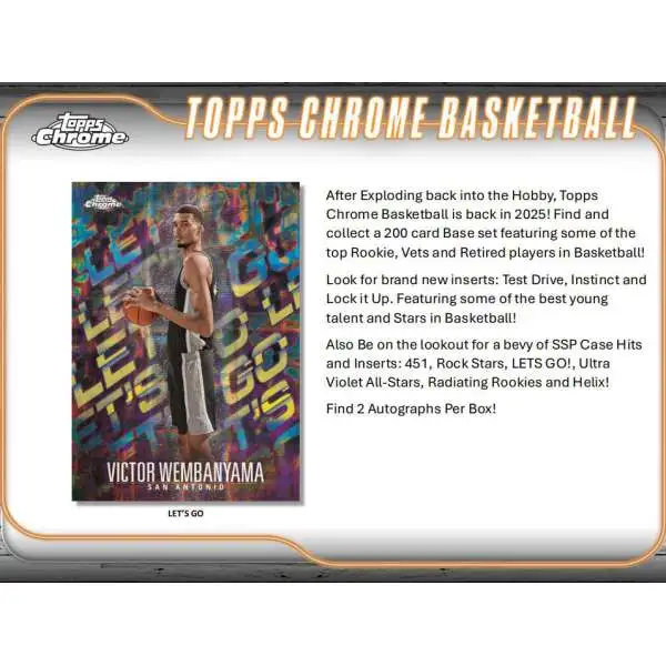 NBA 2024-25 Topps Chrome Basketball Trading Card Hobby Box