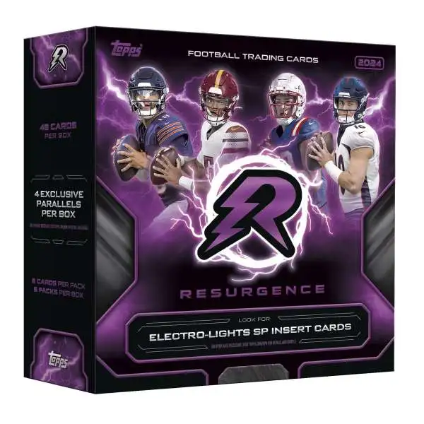 NFL Topps 2024 Resurgence Football Trading Card MEGA Box [6 Packs, 4 Exclusive Parallels]