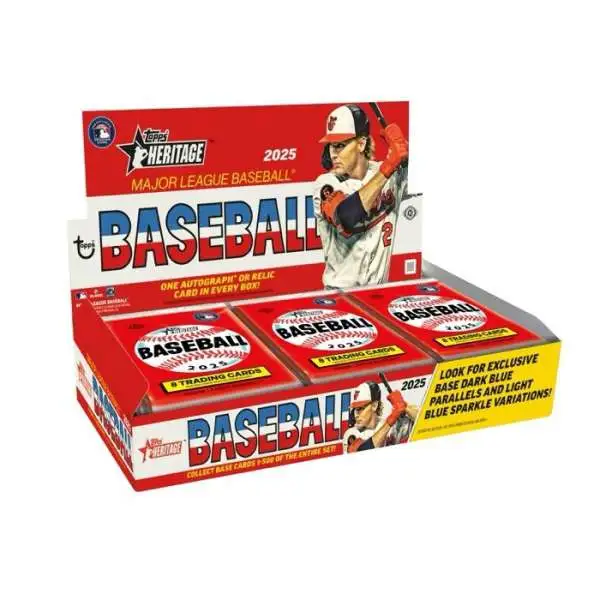 MLB Topps 2025 Heritage Baseball Trading Card HOBBY Box [24 Packs, 1 Autograph OR Relic Card]