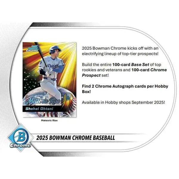 MLB Topps 2025 Bowman Chrome Baseball Trading Card HOBBY Pack [10 Cards]