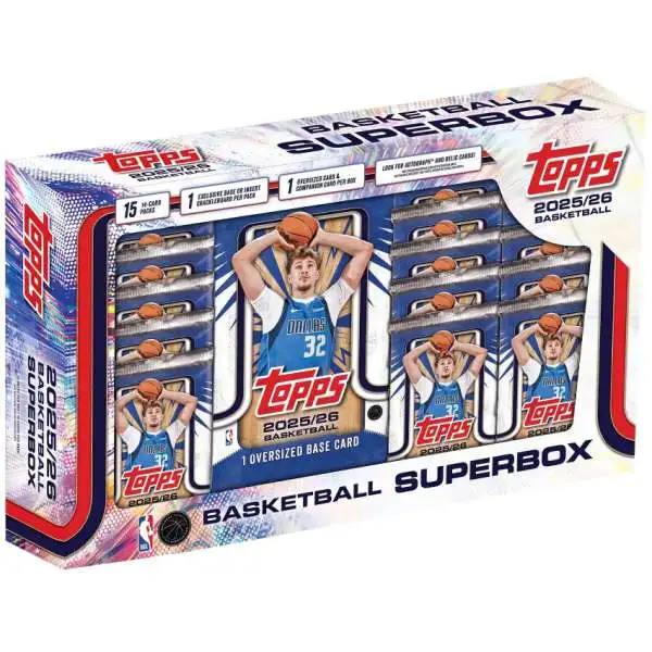 NBA Topps 2025-26 Basketball Exclusive Trading Card SUPER Box [15 Packs + 1 Oversized & Companion Card]