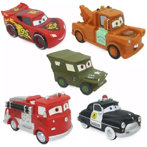 Disney Cars Lightning McQueen, Sarge, Sheriff, Mater & Red Exclusive 5-Figure Bath Set