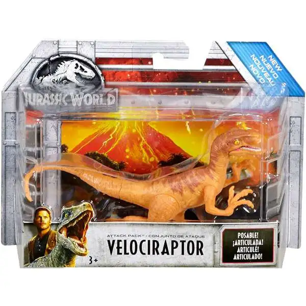 Jurassic World Fallen Kingdom Attack Pack Velociraptor Action Figure [Orange, Loose]
