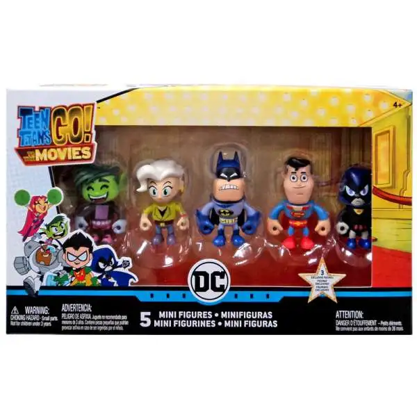 Teen Titans Go! Movie Batman, Jade Wilson, Beast Boy, Superman & Raven Mini Figure 5-Pack [Swappable Parts]
