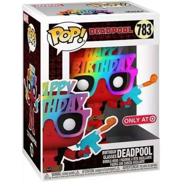 Funko POP! Marvel Birthday Glasses Deadpool Exclusive Vinyl Bobble Head #783