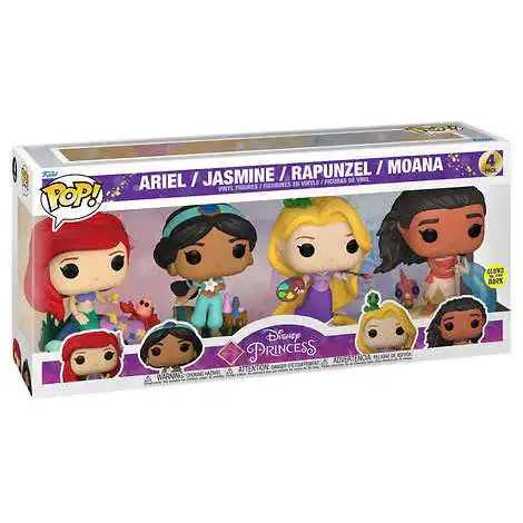 Funko Princess POP! Disney Ariel, Jasmine, Rapunzel & Moana Exclusive Vinyl Figure 4-Pack [Glow-in-the-Dark, Damaged Package]
