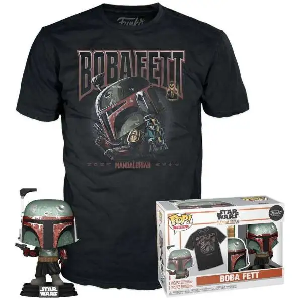 Funko Star Wars The Mandalorian POP! Tees Boba Fett Vinyl Figure & T-Shirt [X-Large]