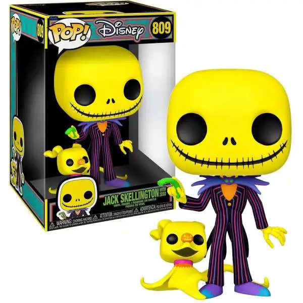 Funko Nightmare Before Christmas POP! Disney Jack Skellington with Zero 10-Inch Vinyl Figure [Super-Sized, Blacklight]