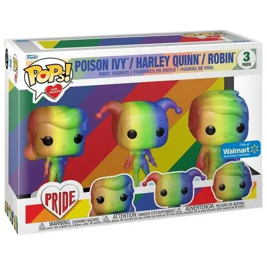 Funko DC Pride POP! with Purpose Poison Ivy, Harley Quinn & Robin Exclusive Vinyl Figure 3-Pack