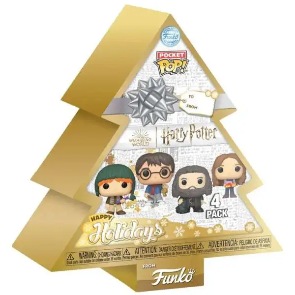 Funko Harry Potter Holiday Pocket POP! Harry, Ron, Hermione, & Hagrid Exclusive Keychain 4-Pack