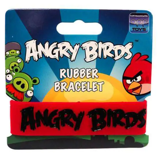 Angry Birds Black on Red Rubber Bracelet