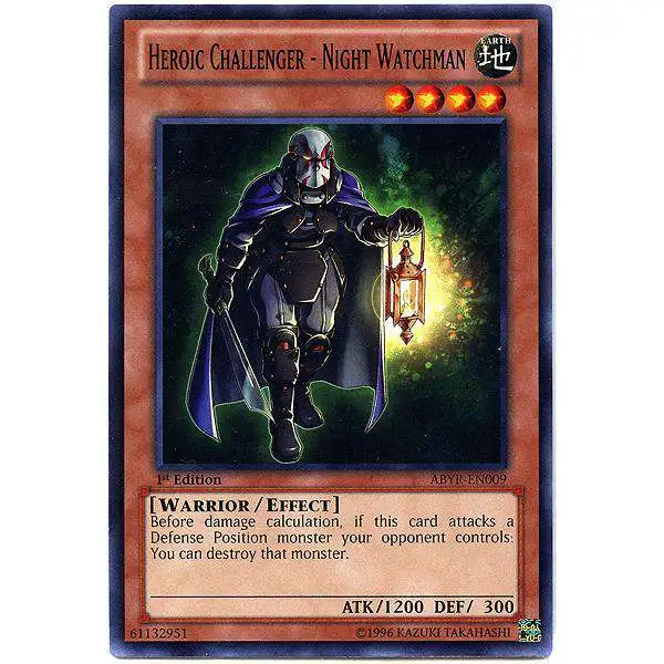 YuGiOh Trading Card Game Abyss Rising Common Heroic Challenger - Night Watchman ABYR-EN009