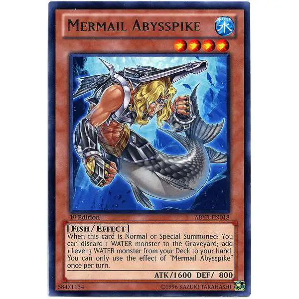 YuGiOh Trading Card Game Abyss Rising Rare Mermail Abysspike ABYR-EN018