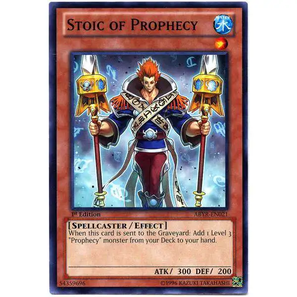 YuGiOh Trading Card Game Abyss Rising Common Stoic of Prophecy ABYR-EN021