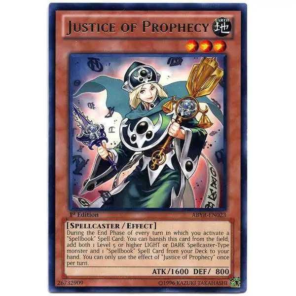 YuGiOh Trading Card Game Abyss Rising Rare Justice of Prophecy ABYR-EN023