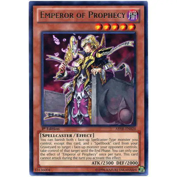 YuGiOh Trading Card Game Abyss Rising Rare Emperor of Prophecy ABYR-EN024