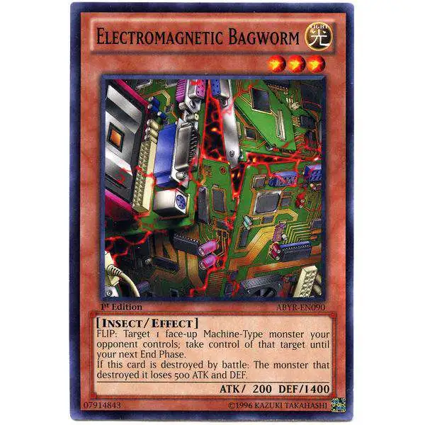 YuGiOh Trading Card Game Abyss Rising Common Electromagnetic Bagworm ABYR-EN090