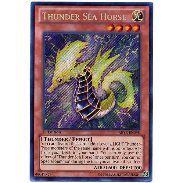 YuGiOh Trading Card Game Abyss Rising Secret Rare Thunder Sea Horse ABYR-EN098