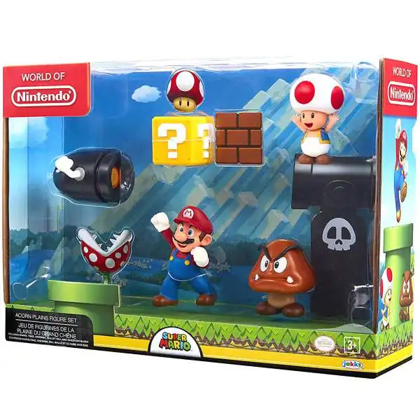 World of Nintendo Super Mario Acorn Plains 2.5-Inch Playset [Bullet Bill, Mario, Toad & Goomba, Damaged Package]