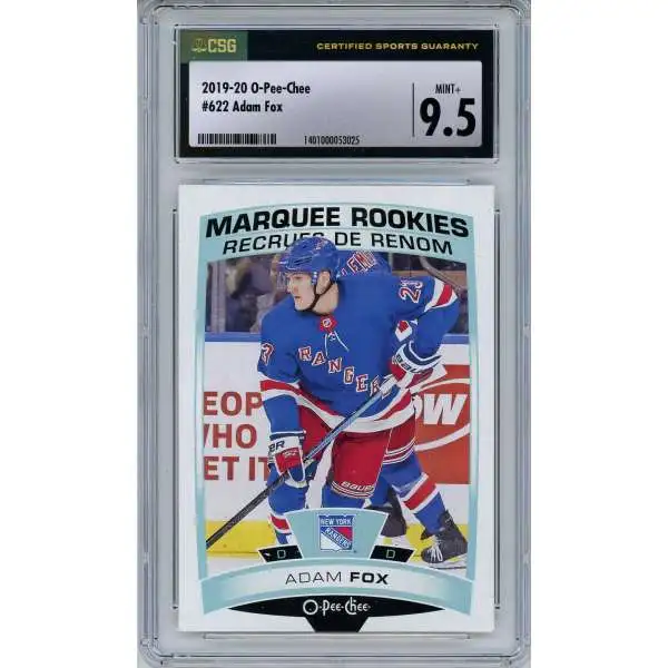 NHL Upper Deck 2019-20 O-Pee-Chee Hockey Marquee Rookies Adam Fox #622 [CSG 9.5]