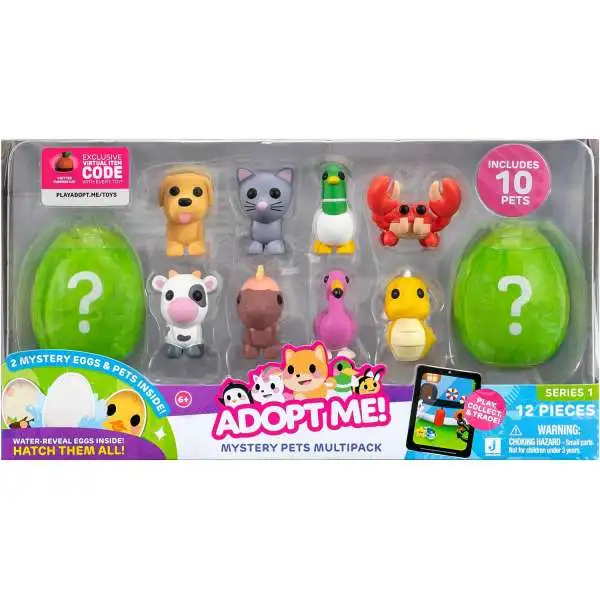 Adopt Me! Mystery Pets Multipack Mini Figure 10-Pack [Knitted Pumpkin Hat Online Virtual Item Redemption Code!]
