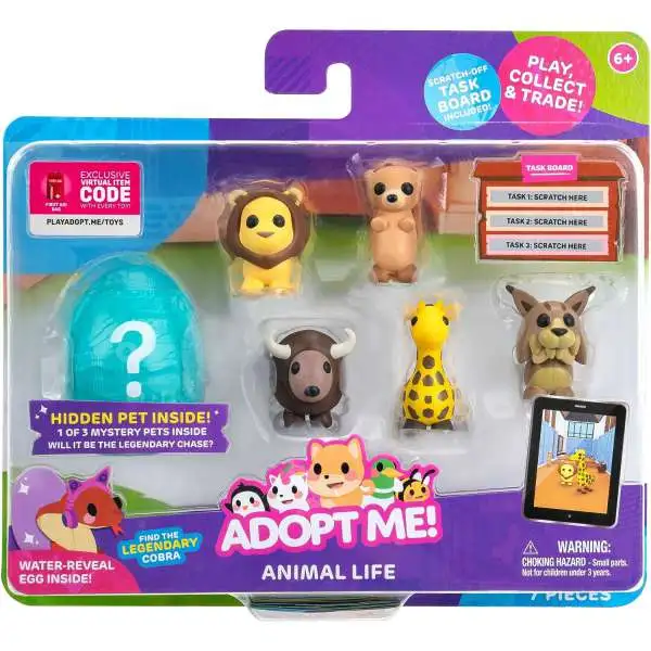 Adopt Me! Pets Animal Life Mini Figure 6-Pack [First Aid Bag Online Virtual Item Redemption Code!]