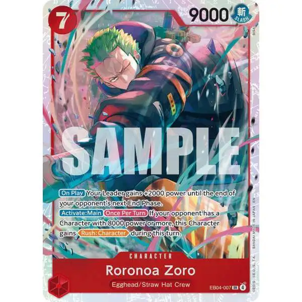 One Piece Trading Card Game Adventure on Kami's Island Super Rare Roronoa Zoro EB04-007