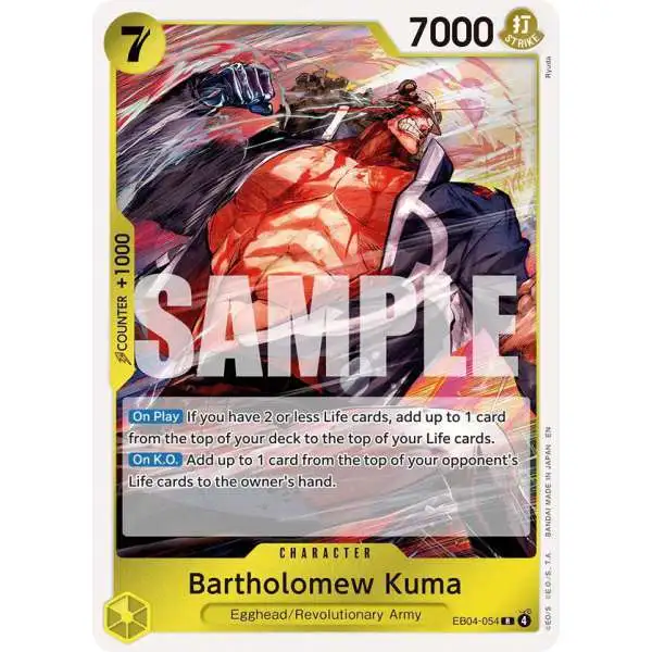 One Piece Trading Card Game Adventure on Kami's Island Rare Bartholomew Kuma EB04-054