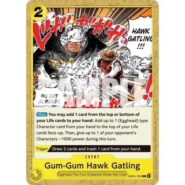 One Piece Trading Card Game Adventure on Kami's Island Common Gum-Gum Hawk Gatling EB04-060