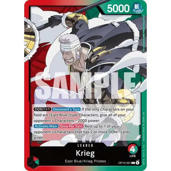 One Piece Trading Card Game Adventure on Kami's Island Leader Krieg OP15-001