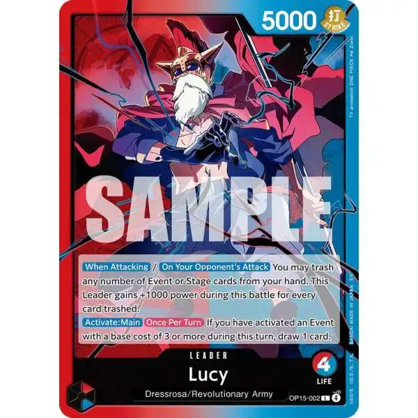 One Piece Trading Card Game Adventure on Kami's Island Leader Lucy OP15-002