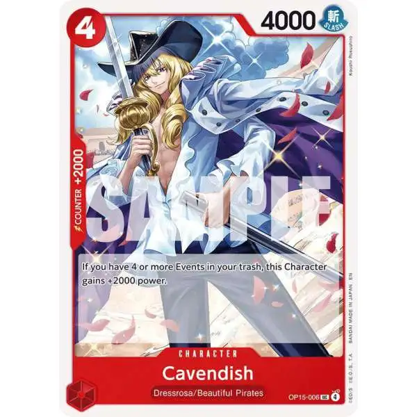 One Piece Trading Card Game Adventure on Kami's Island Uncommon Cavendish OP15-006