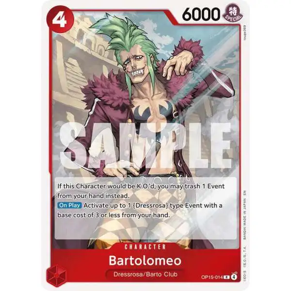 One Piece Trading Card Game Adventure on Kami's Island Rare Bartolomeo OP15-014