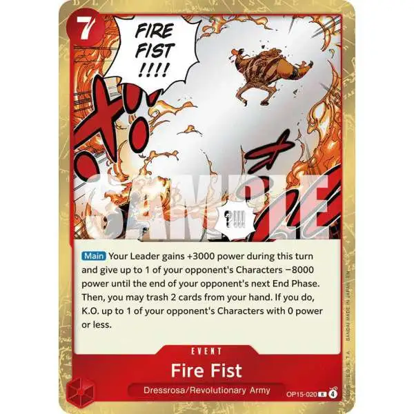 One Piece Trading Card Game Adventure on Kami's Island Rare Fire Fist OP15-020