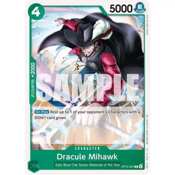 One Piece Trading Card Game Adventure on Kami's Island Common Dracule Mihawk OP15-027