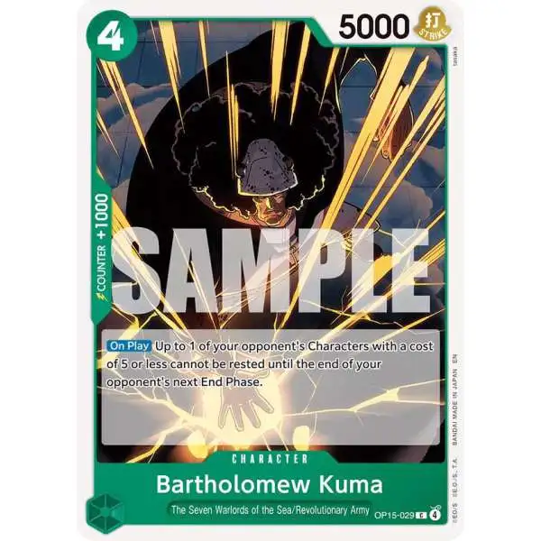 One Piece Trading Card Game Adventure on Kami's Island Common Bartholomew Kuma OP15-029