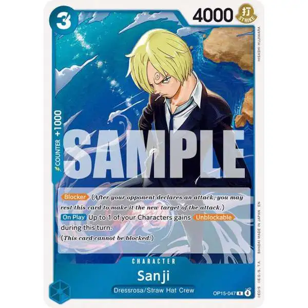One Piece Trading Card Game Adventure on Kami's Island Rare Sanji OP15-047