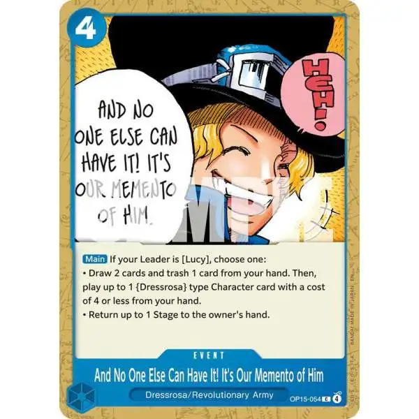 One Piece Trading Card Game Adventure on Kami's Island Common And No One Else Can Have It! It's Our Memento of Him OP15-054