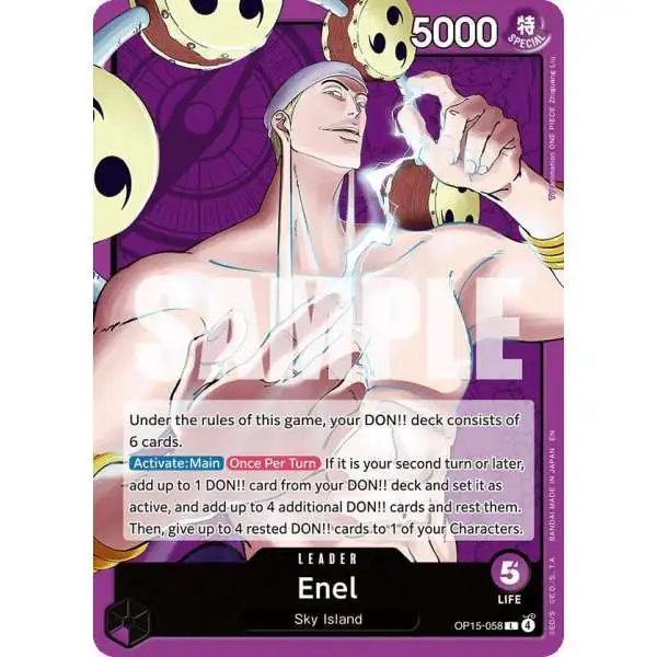 One Piece Trading Card Game Adventure on Kami's Island Leader Enel OP15-058
