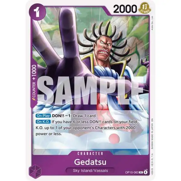 One Piece Trading Card Game Adventure on Kami's Island Rare Gedatsu OP15-063