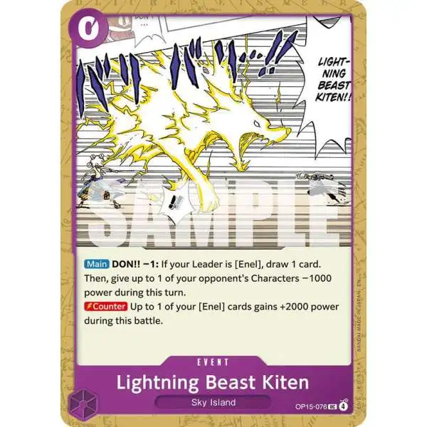 One Piece Trading Card Game Adventure on Kami's Island Uncommon Lightning Beast Kitten OP15-076