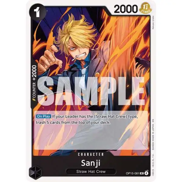 One Piece Trading Card Game Adventure on Kami's Island Uncommon Sanji OP15-081