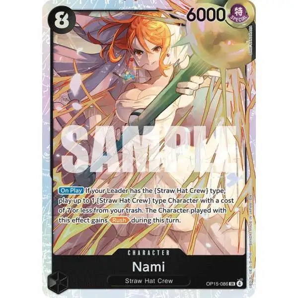 One Piece Trading Card Game Adventure on Kami's Island Super Rare Nami OP15-086