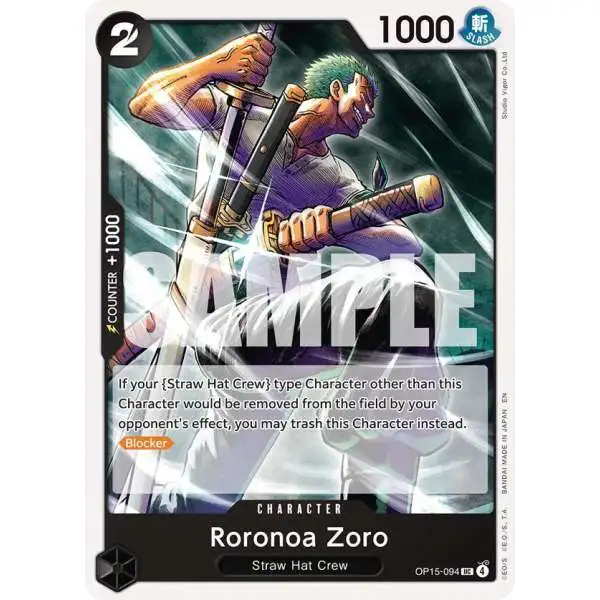 One Piece Trading Card Game Adventure on Kami's Island Uncommon Roronoa Zoro OP15-094