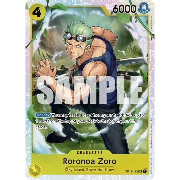 One Piece Trading Card Game Adventure on Kami's Island Super Rare Roronoa Zoro OP15-113